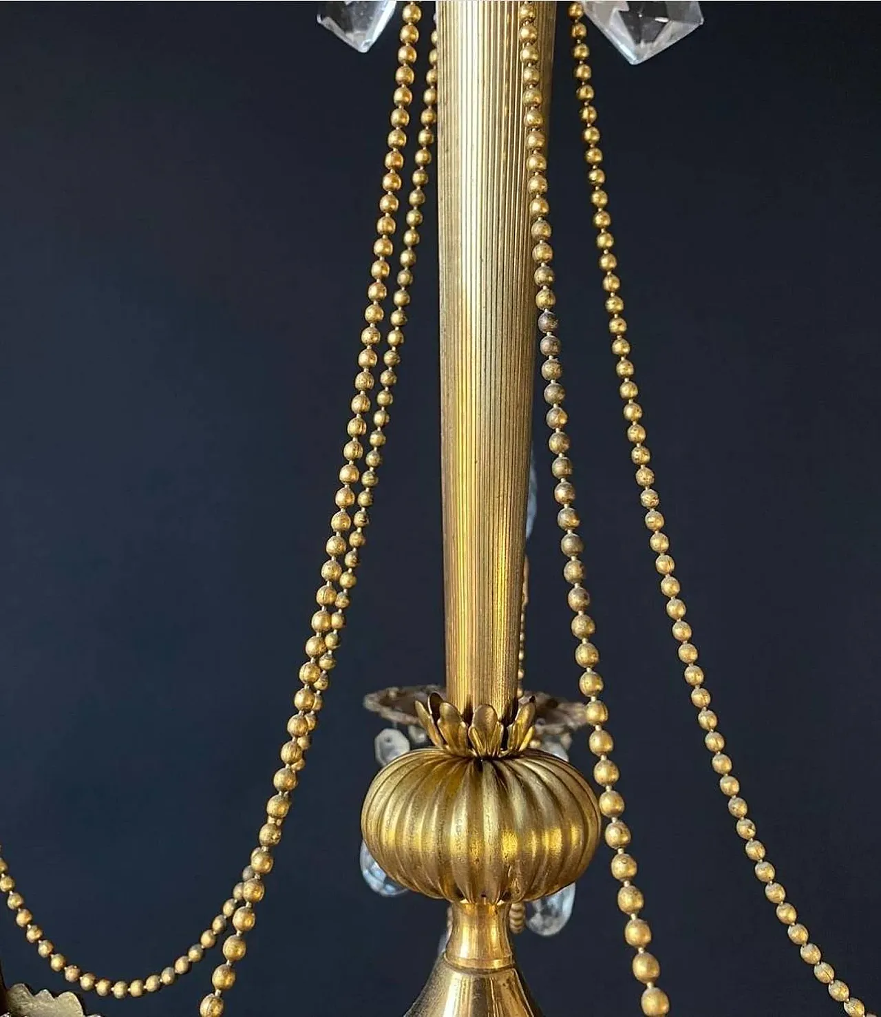Chandelier with crystal pendants, 1950s 9