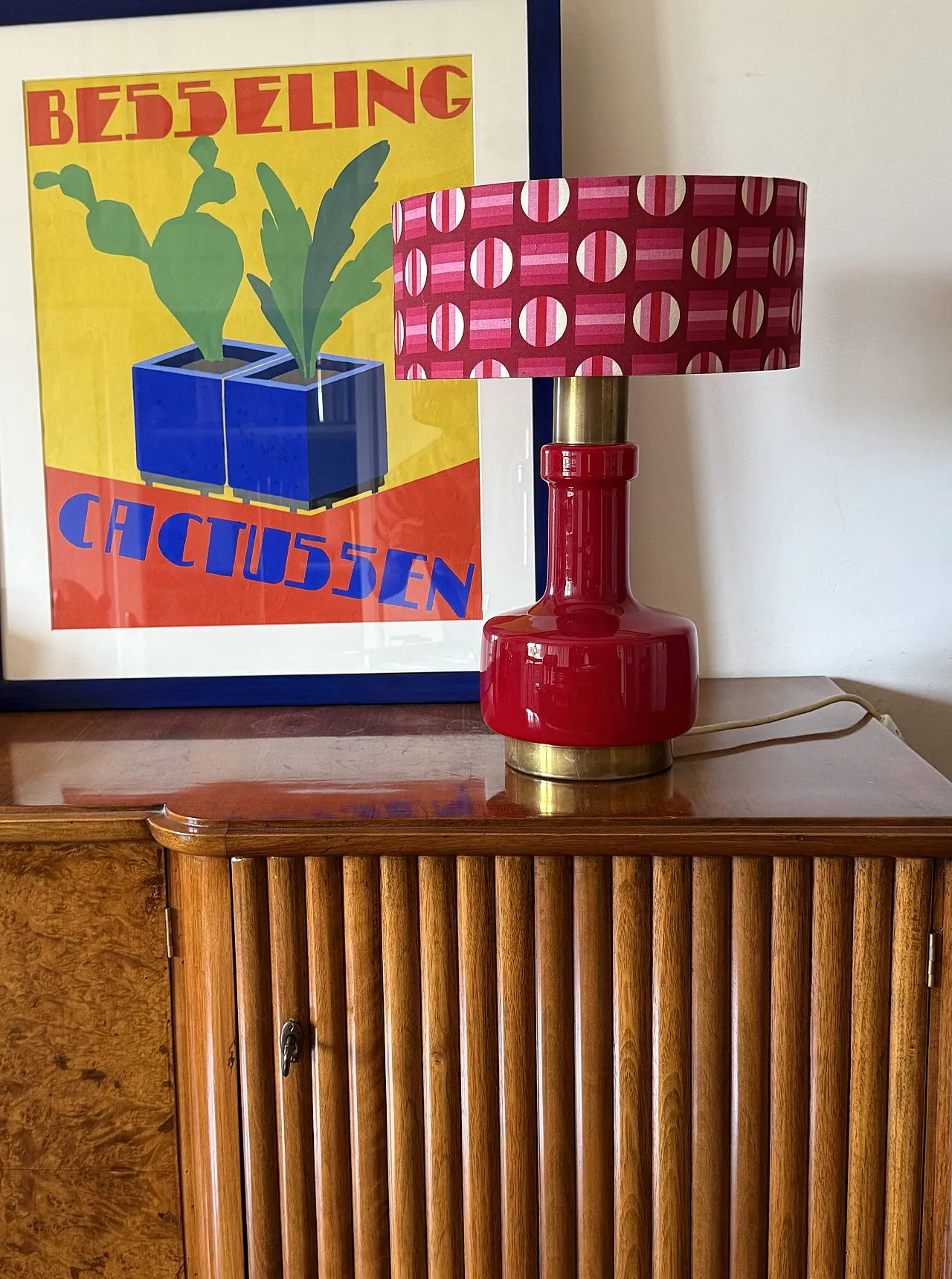 Space Age Red Glass Table Lamp, Italy's Italia 2