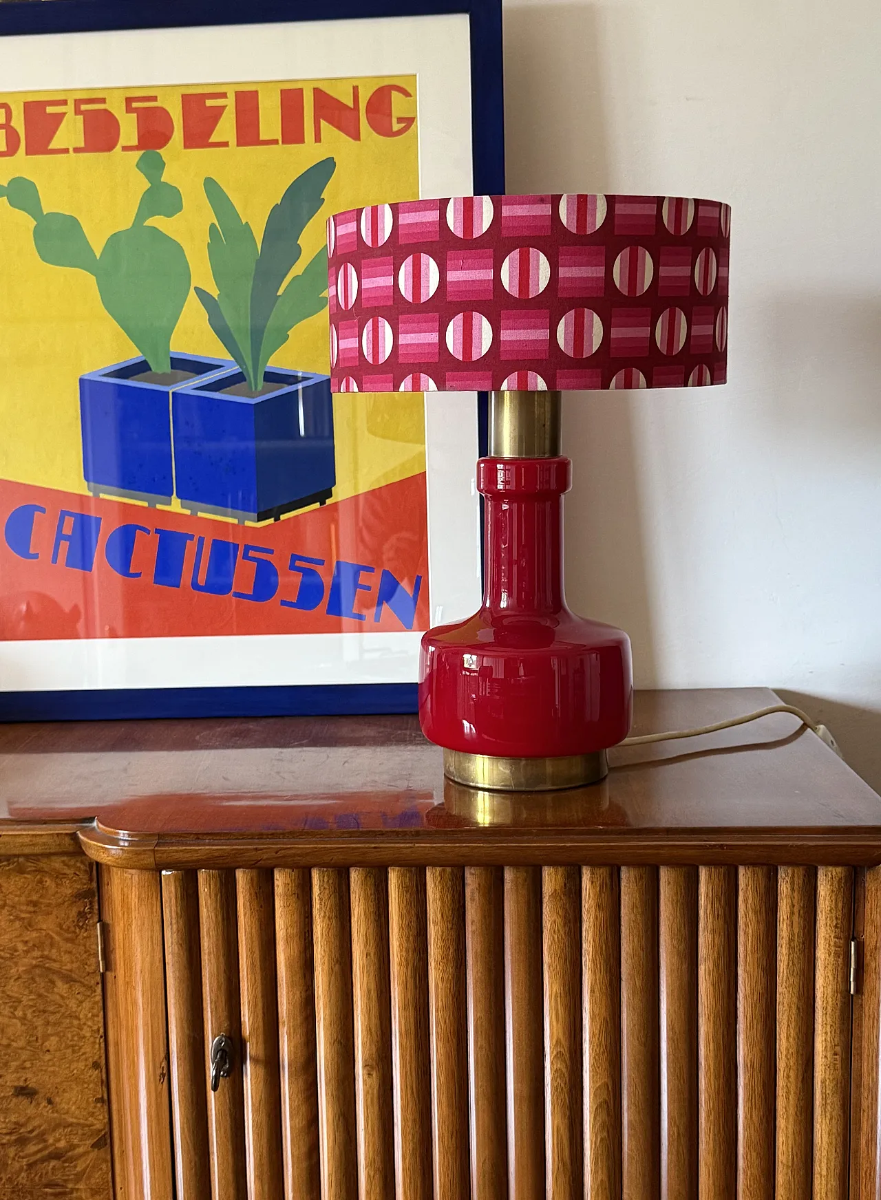 Space Age Red Glass Table Lamp, Italy's Italia 3