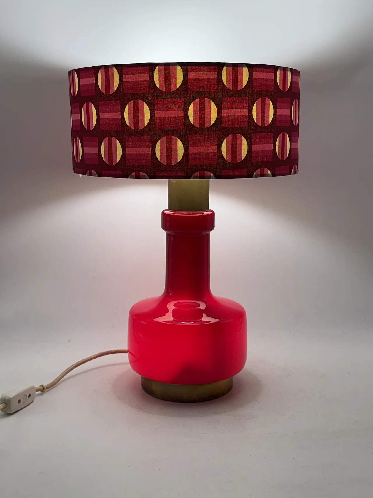 Space Age Red Glass Table Lamp, Italy's Italia 5