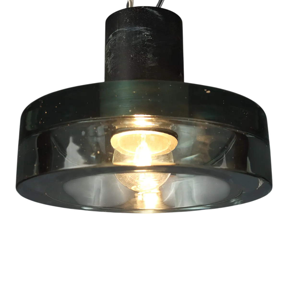 Lampada da soffitto in metallo e vetro, anni '60 7