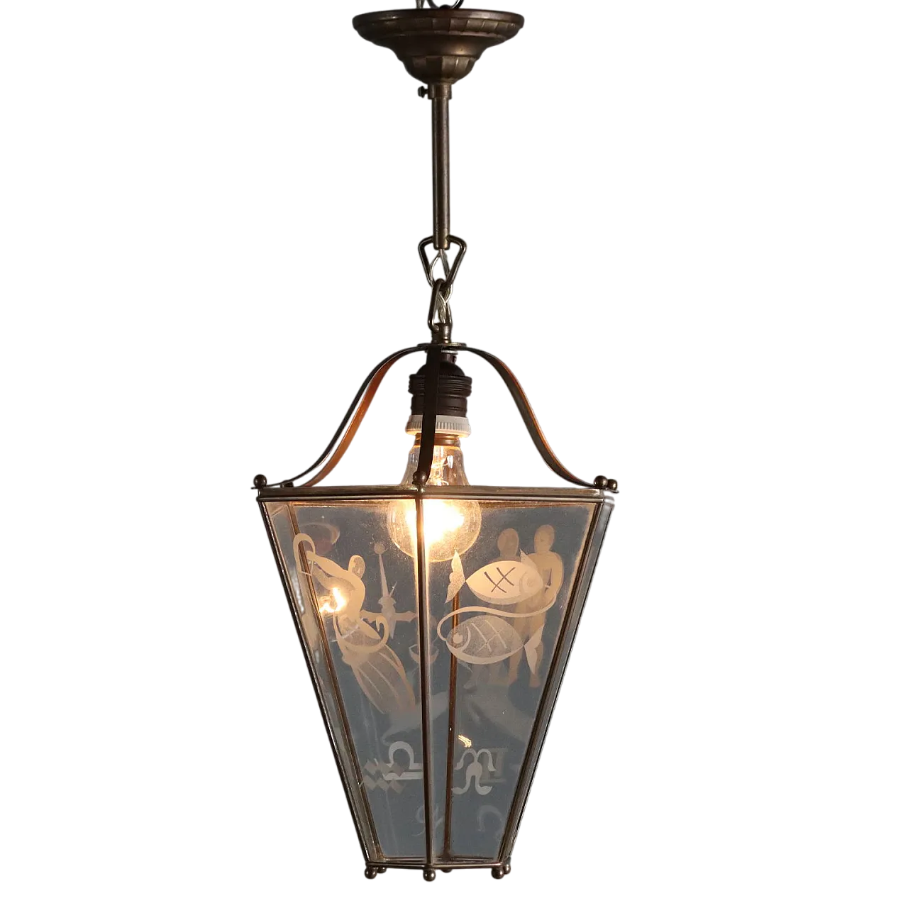 Lanterna a forma di piramide rovesciata in metallo, '900 7