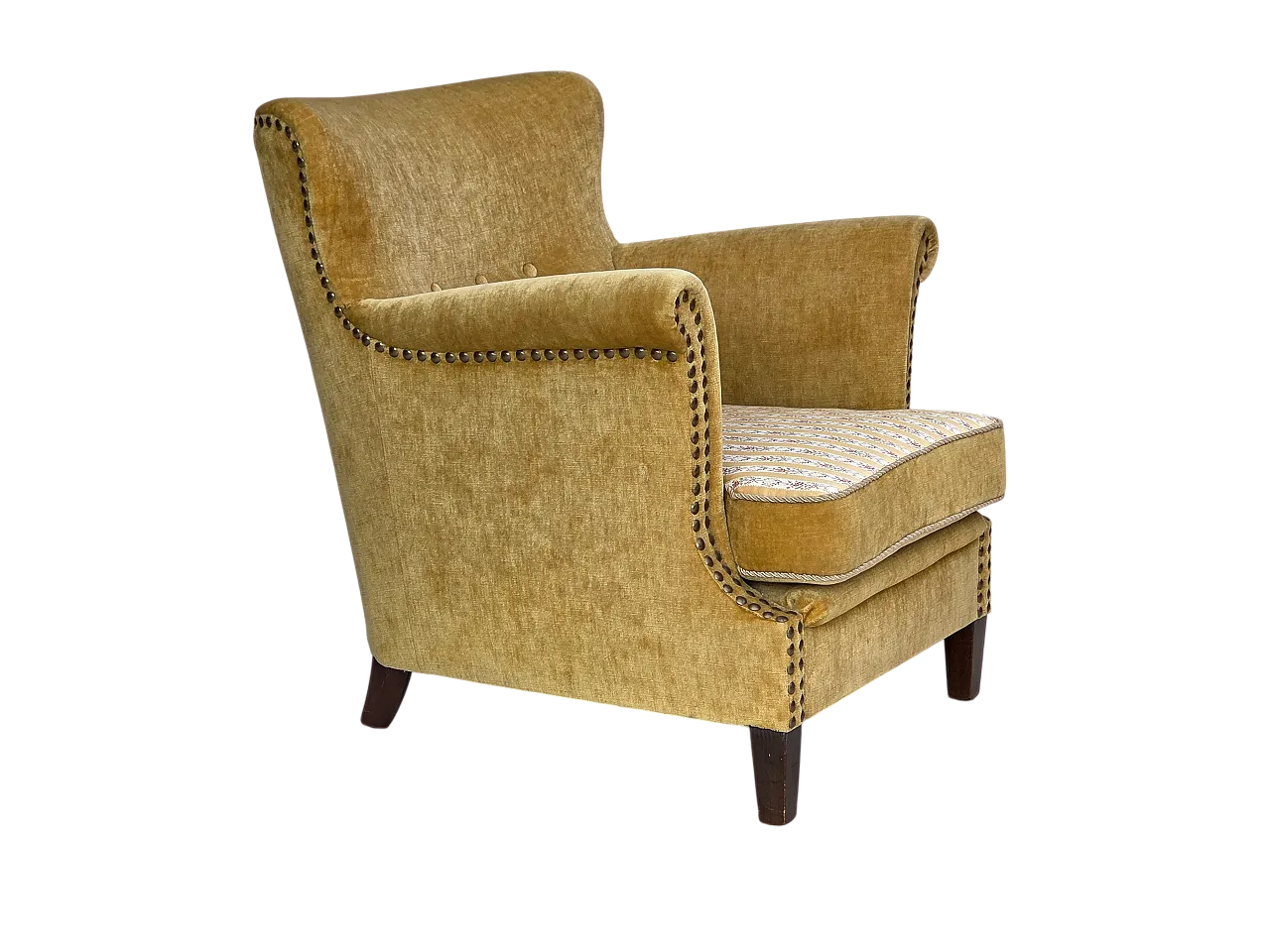 Poltrona danese, velluto, anni '60 18