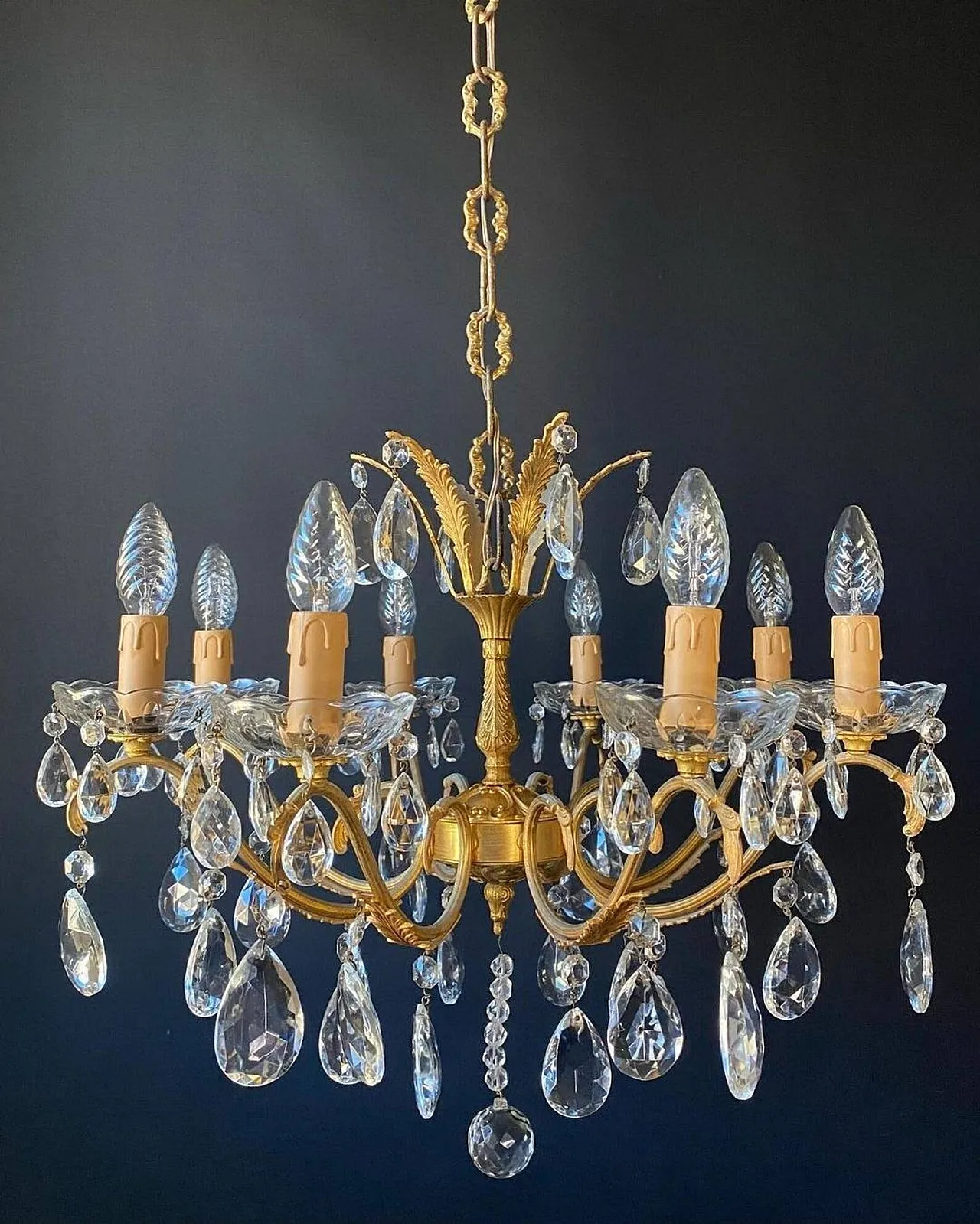 Lampadario in bronzo e ottone, '900 1