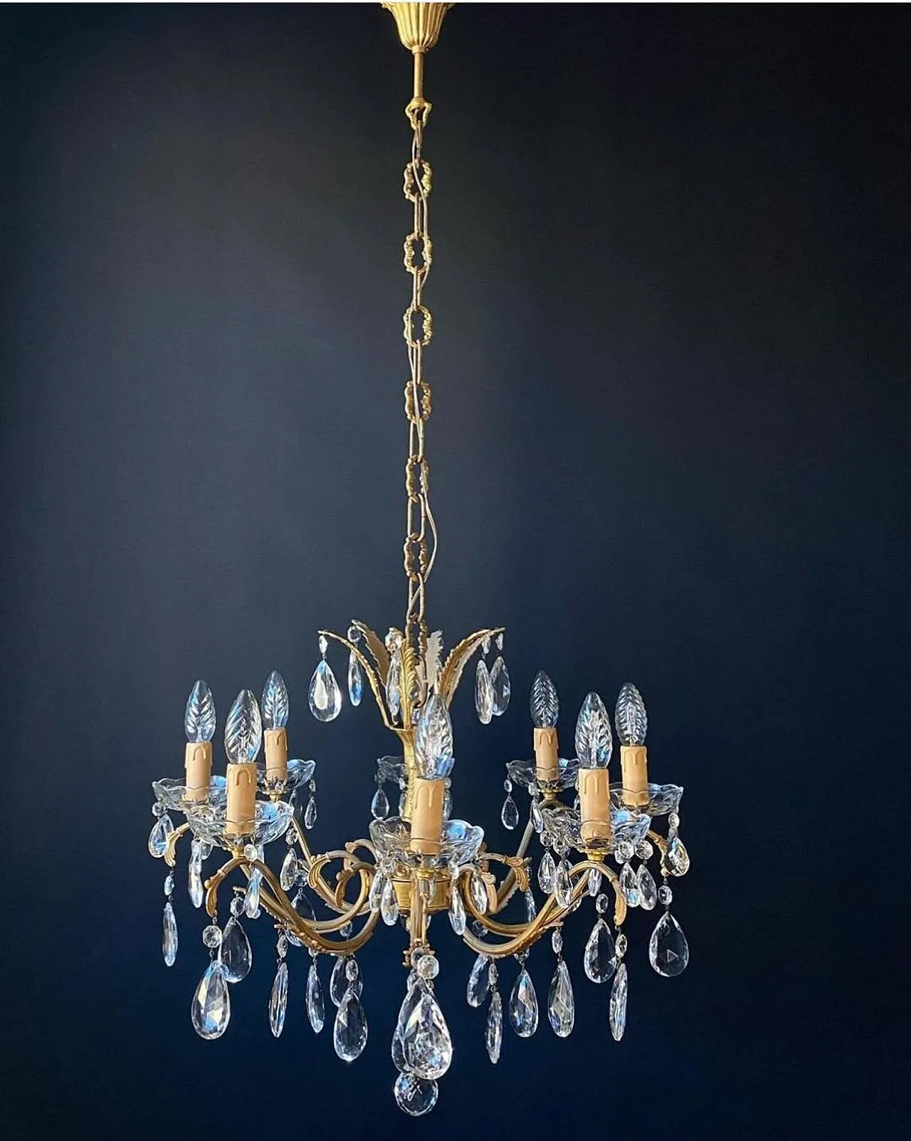 Lampadario in bronzo e ottone, '900 2