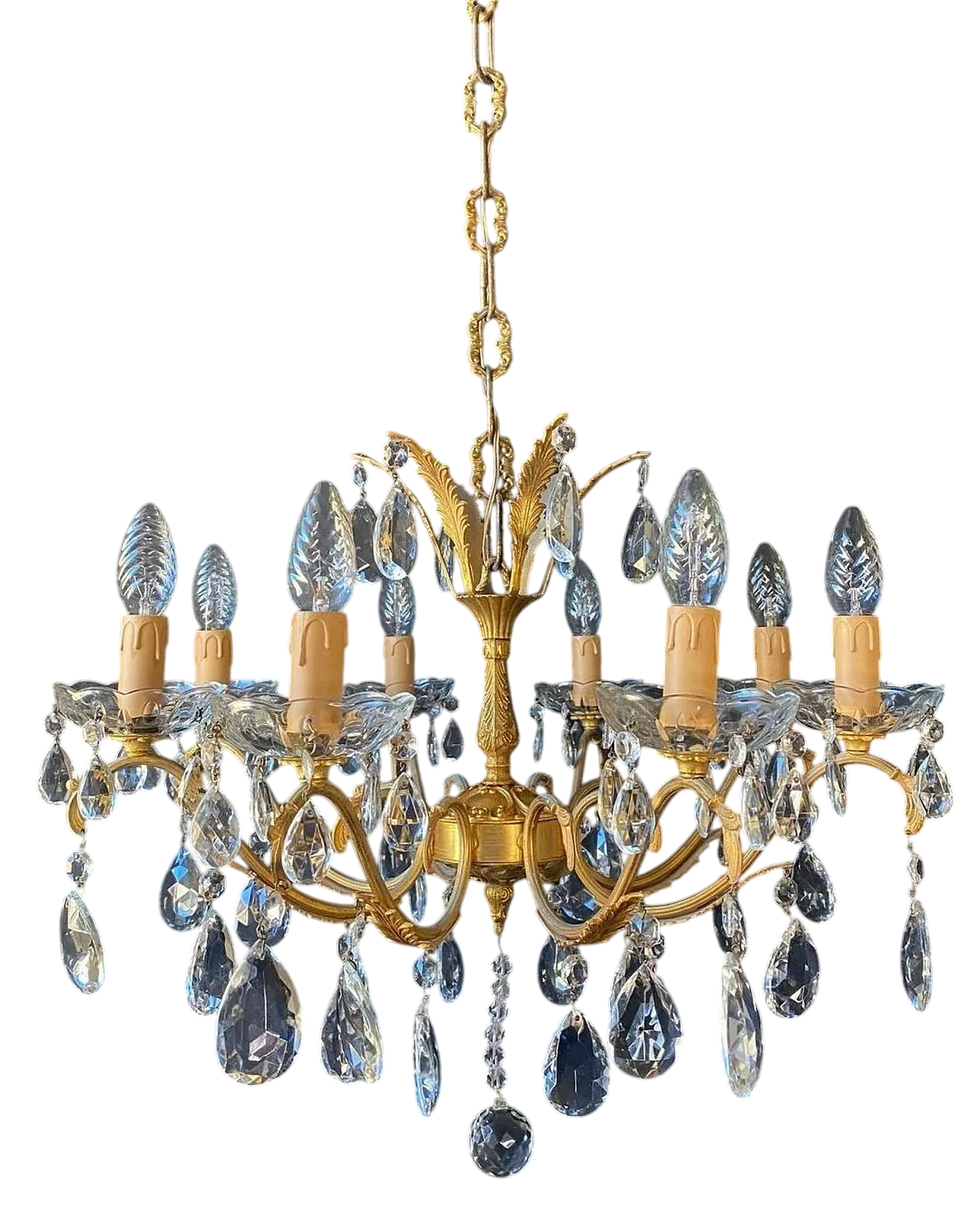 Lampadario in bronzo e ottone, '900 8