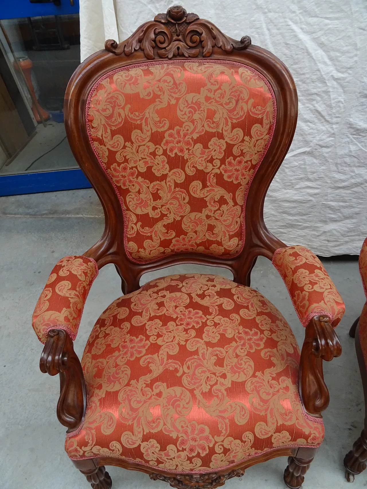 Pair of Charles X carved armchairs, first half 19th century 4