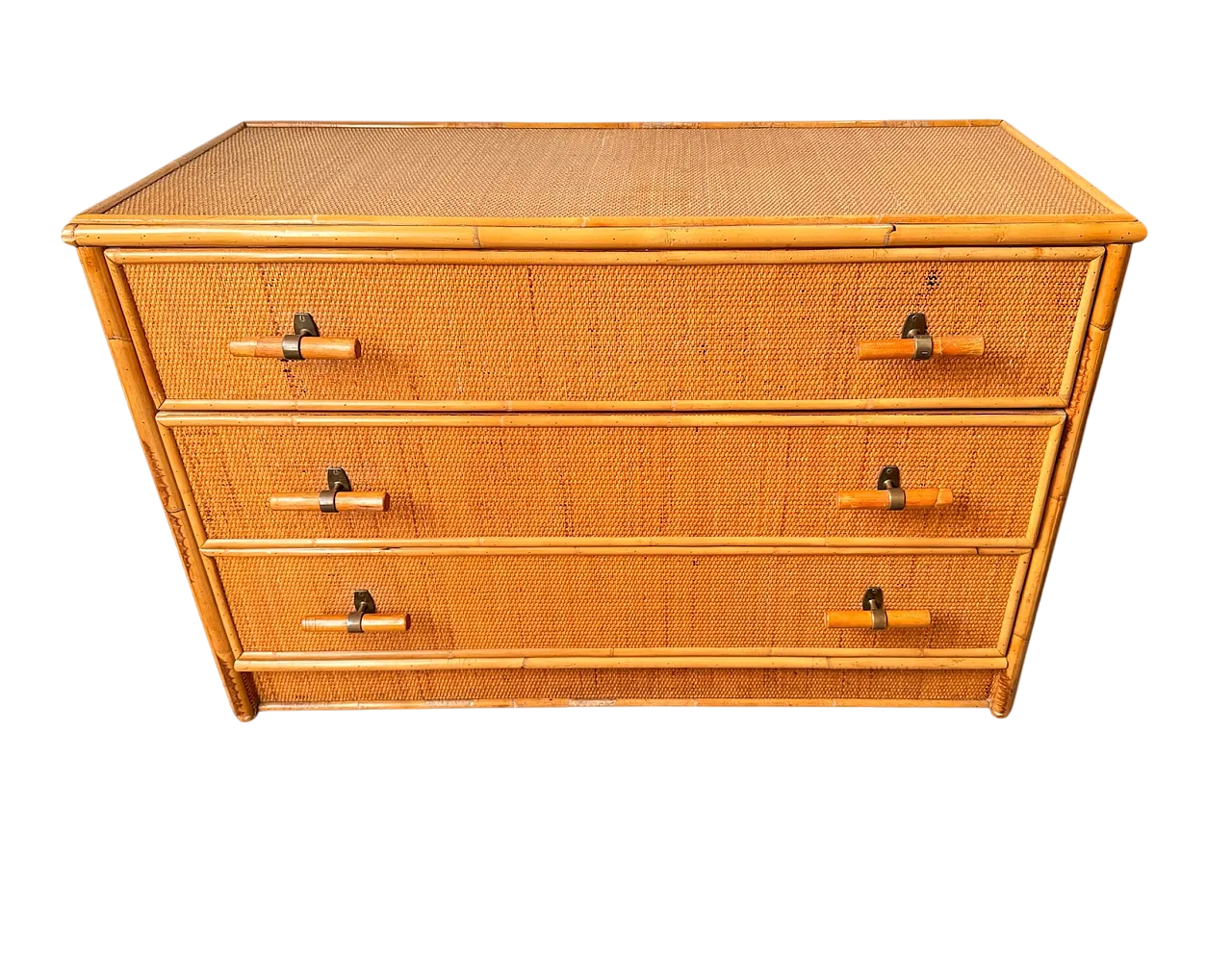 Woven wicker chest of drawers, 1970s 12