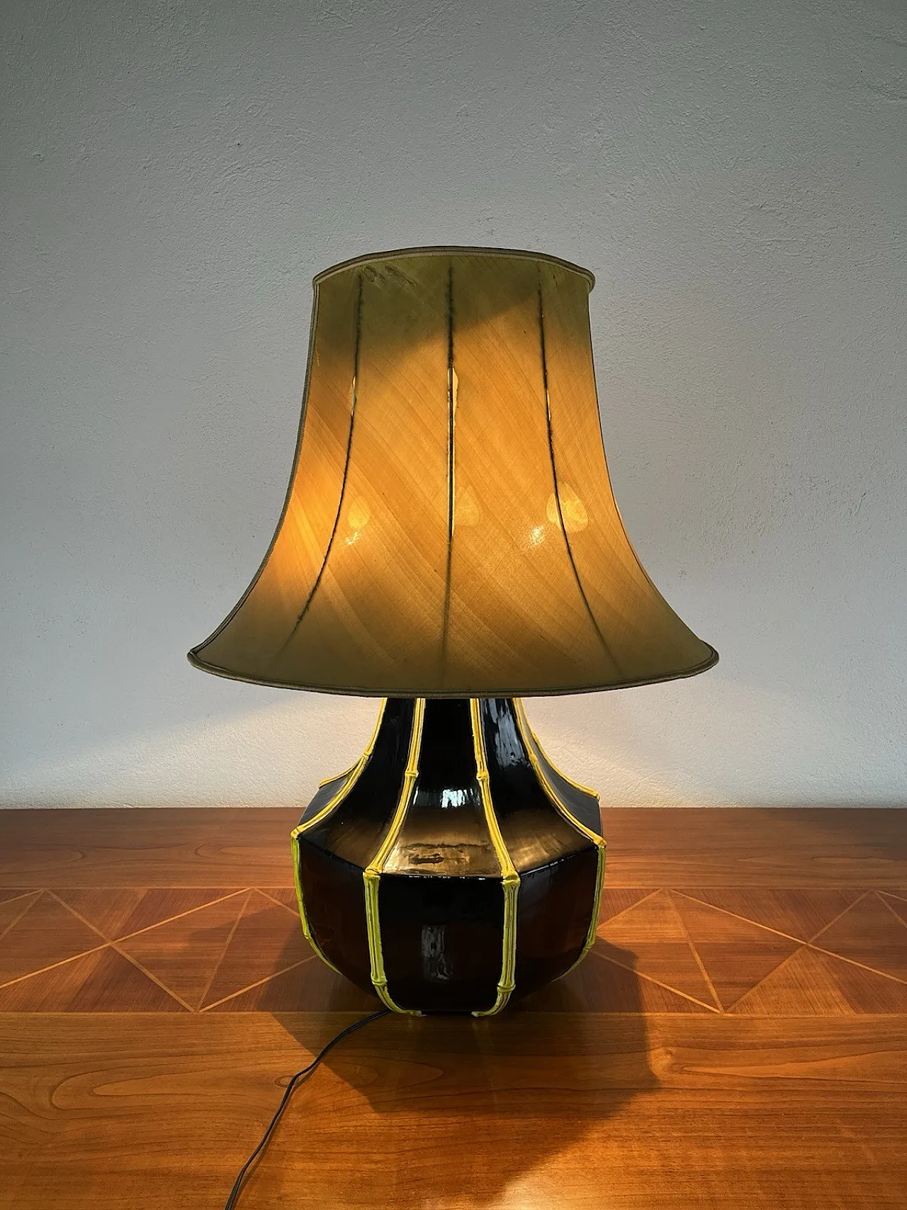Ceramic and bamboo table lamp, 1970s 4