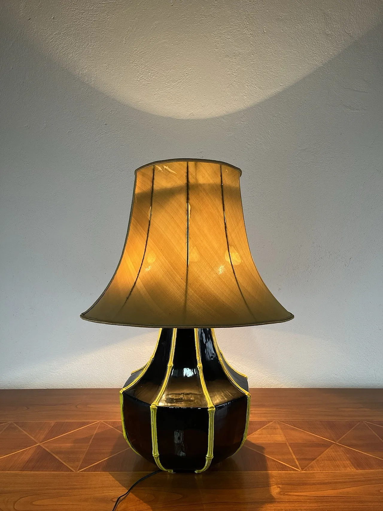 Ceramic and bamboo table lamp, 1970s 5