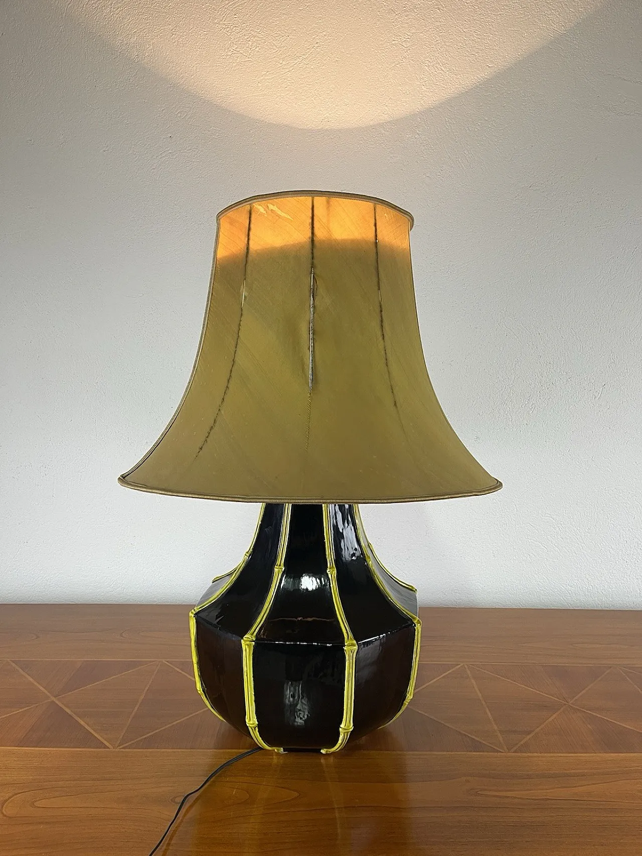 Ceramic and bamboo table lamp, 1970s 6
