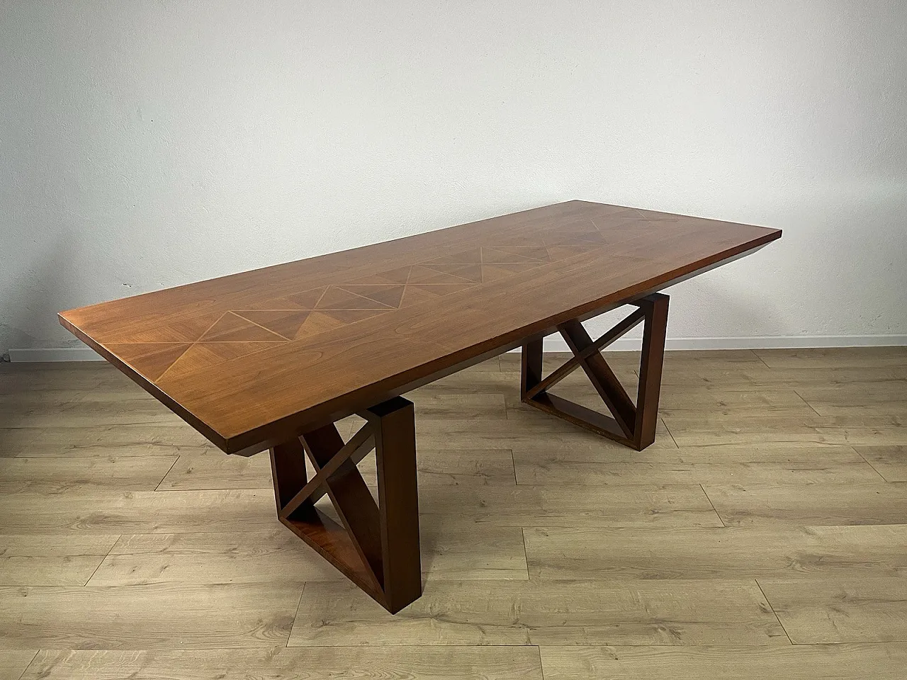 Wooden table with crosses legs, 1980s 1