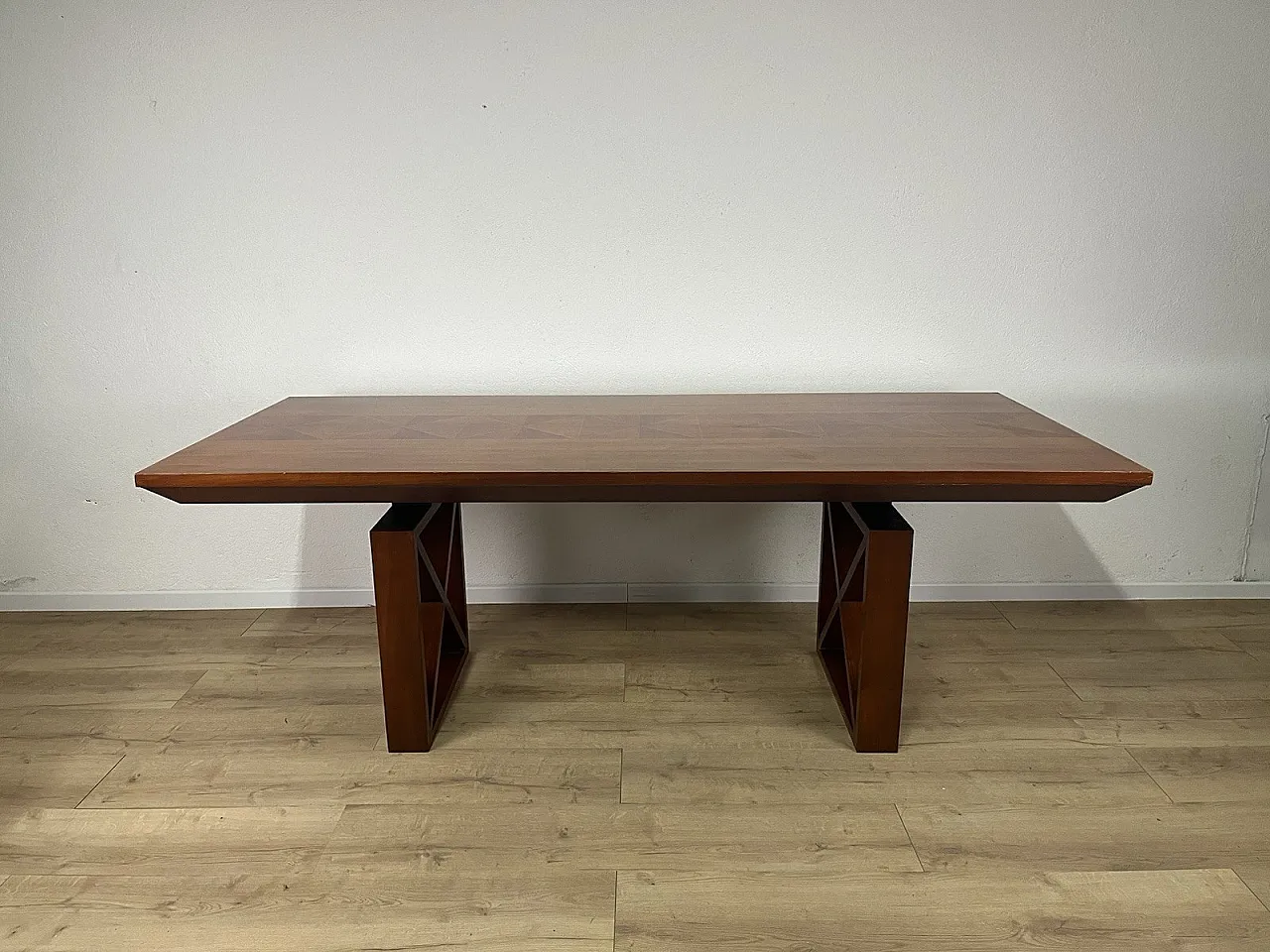 Wooden table with crosses legs, 1980s 2