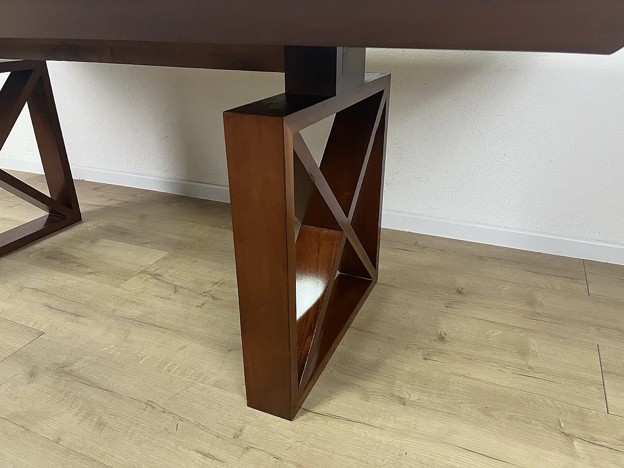 Wooden table with crosses legs, 1980s 5