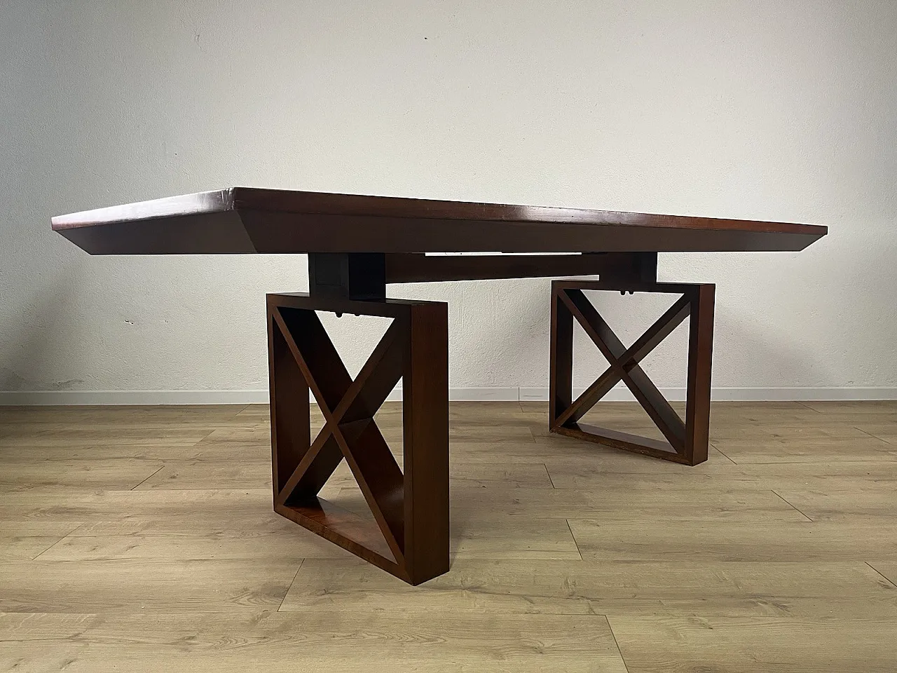 Wooden table with crosses legs, 1980s 9