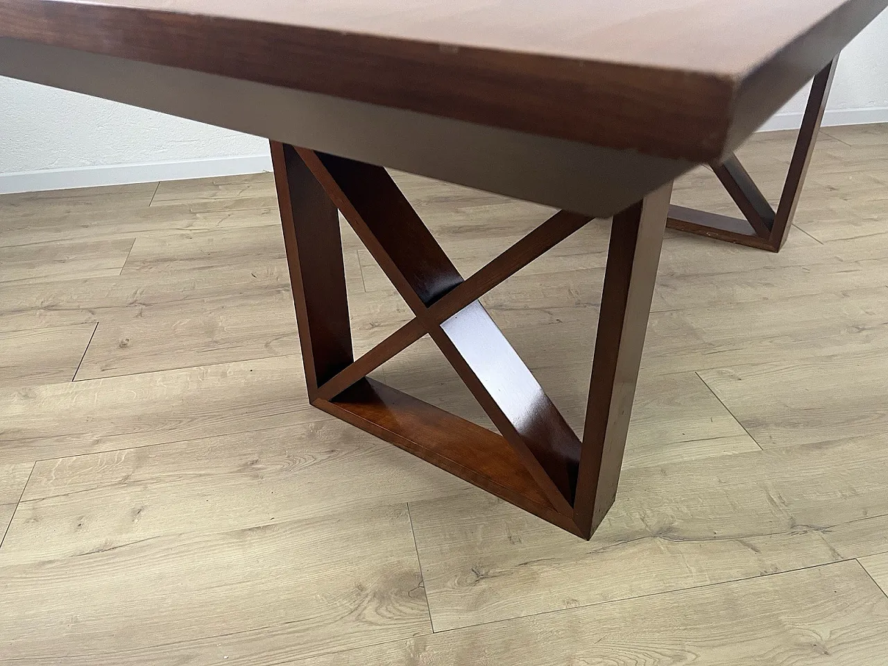 Wooden table with crosses legs, 1980s 10
