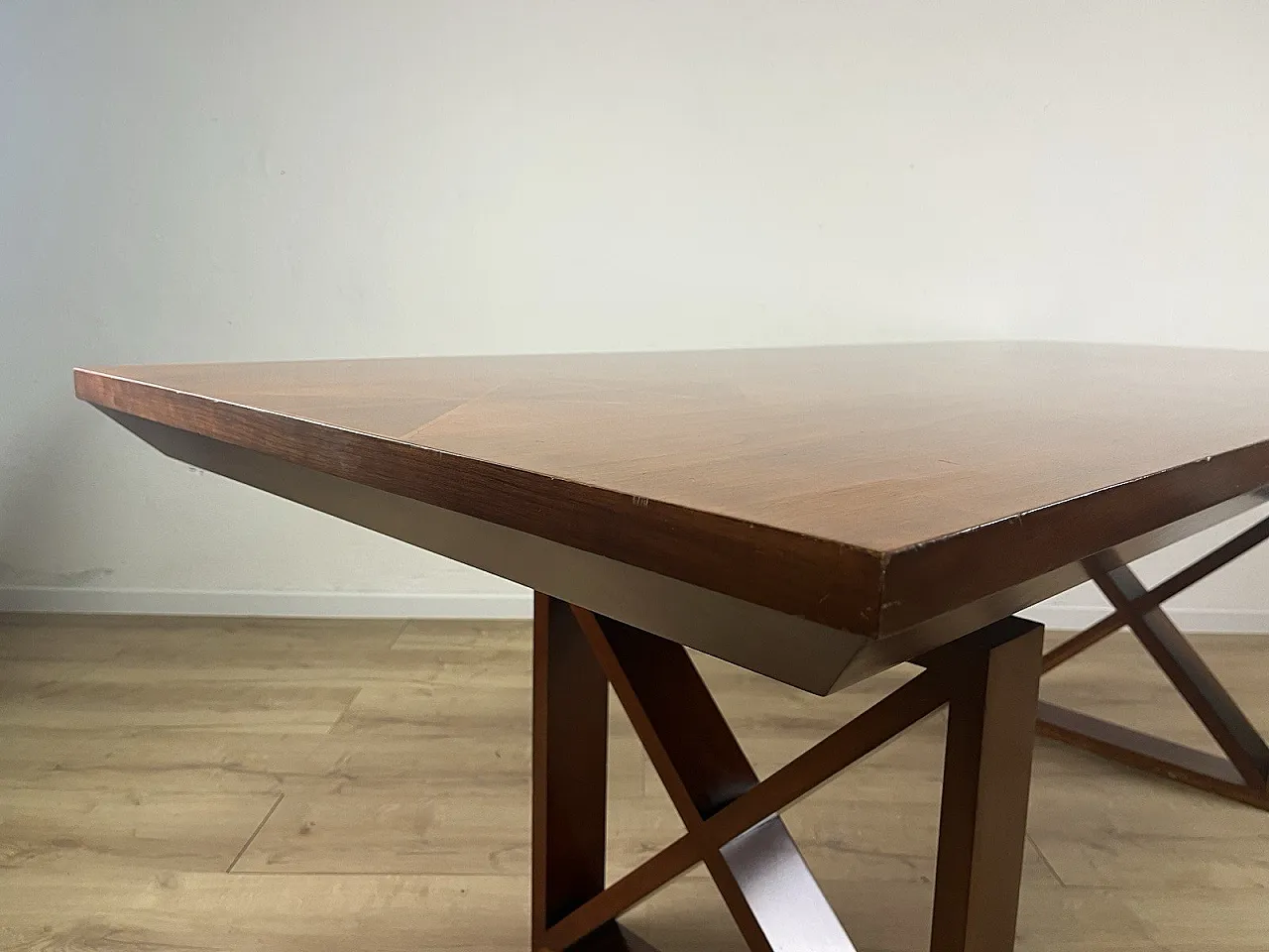 Wooden table with crosses legs, 1980s 12