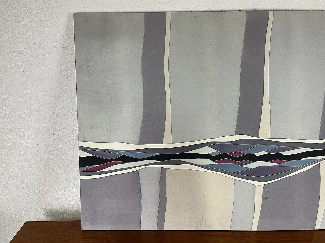 Hand painted silk panel, 1970s 2