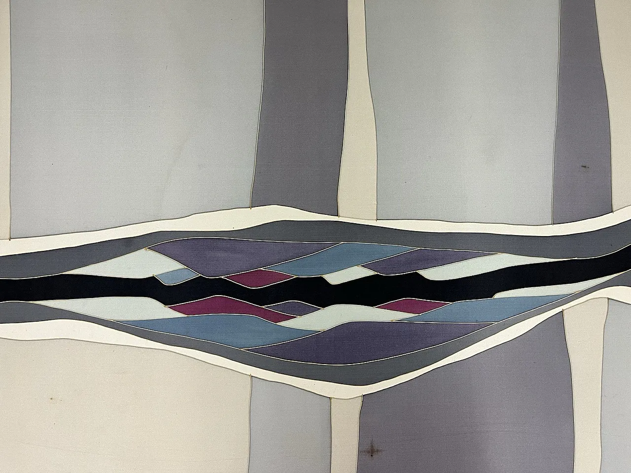 Hand painted silk panel, 1970s 3