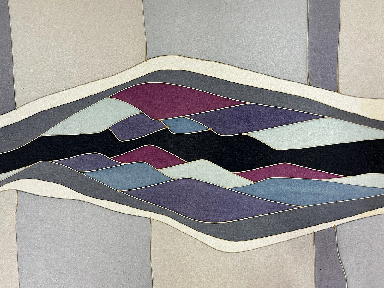 Hand painted silk panel, 1970s 4