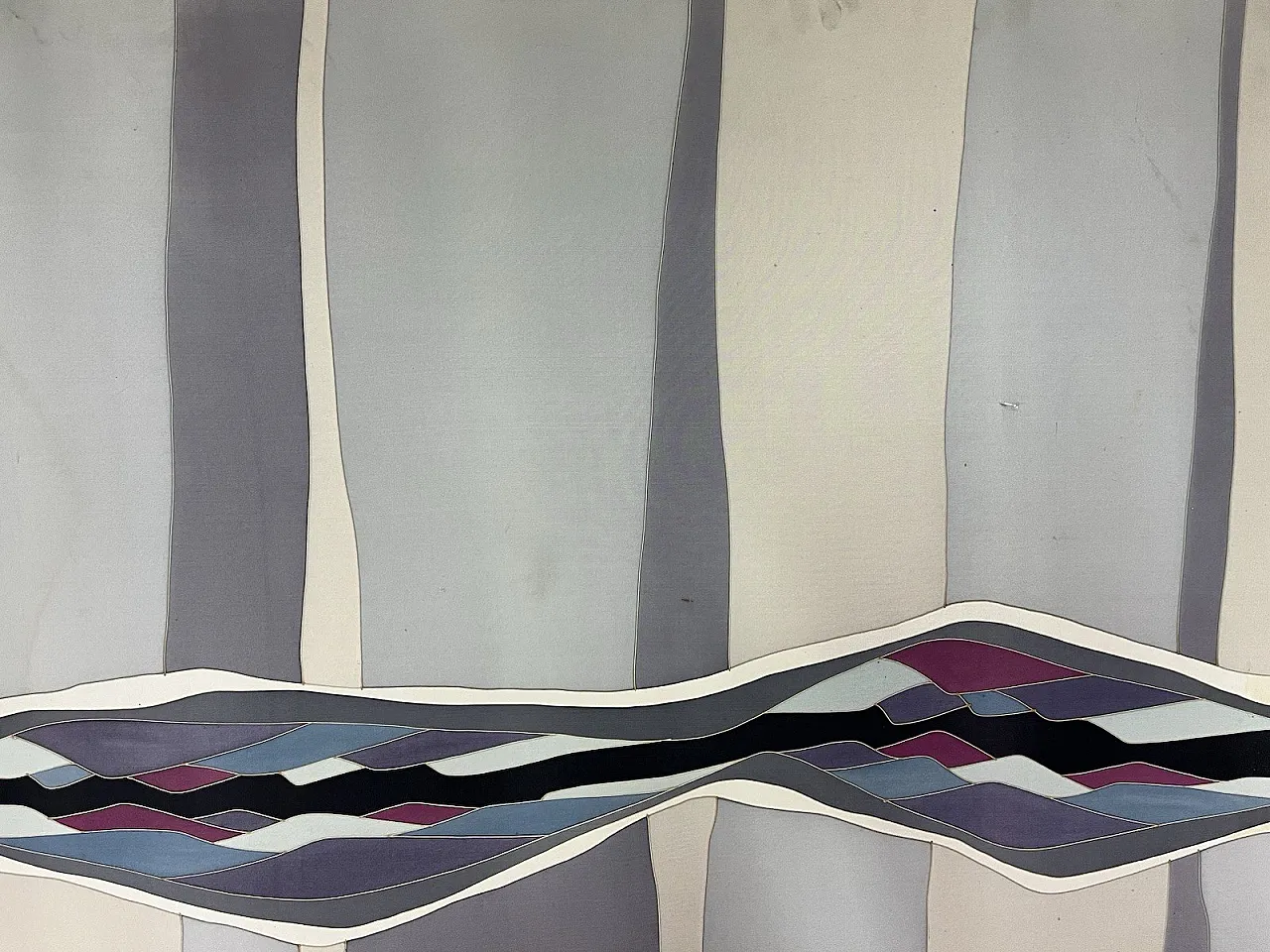 Hand painted silk panel, 1970s 6