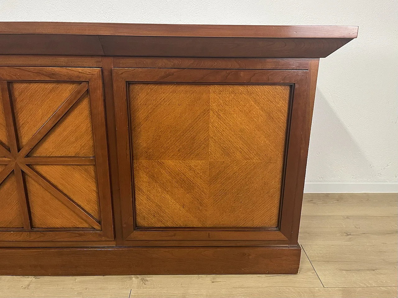 Sideboard in legno con motivi a forma di croce, 80s 4