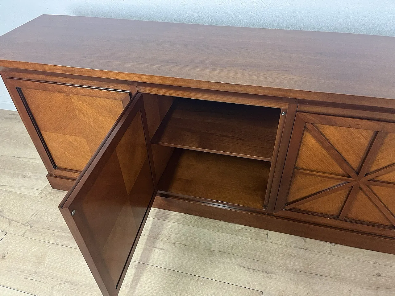 Sideboard in legno con motivi a forma di croce, 80s 9