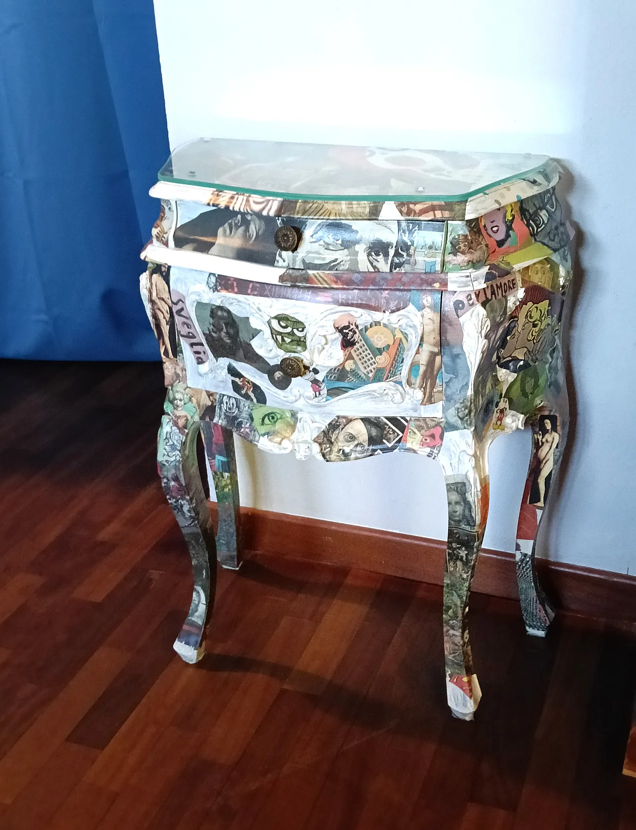 comodino old style, rivestito con decoupage 2