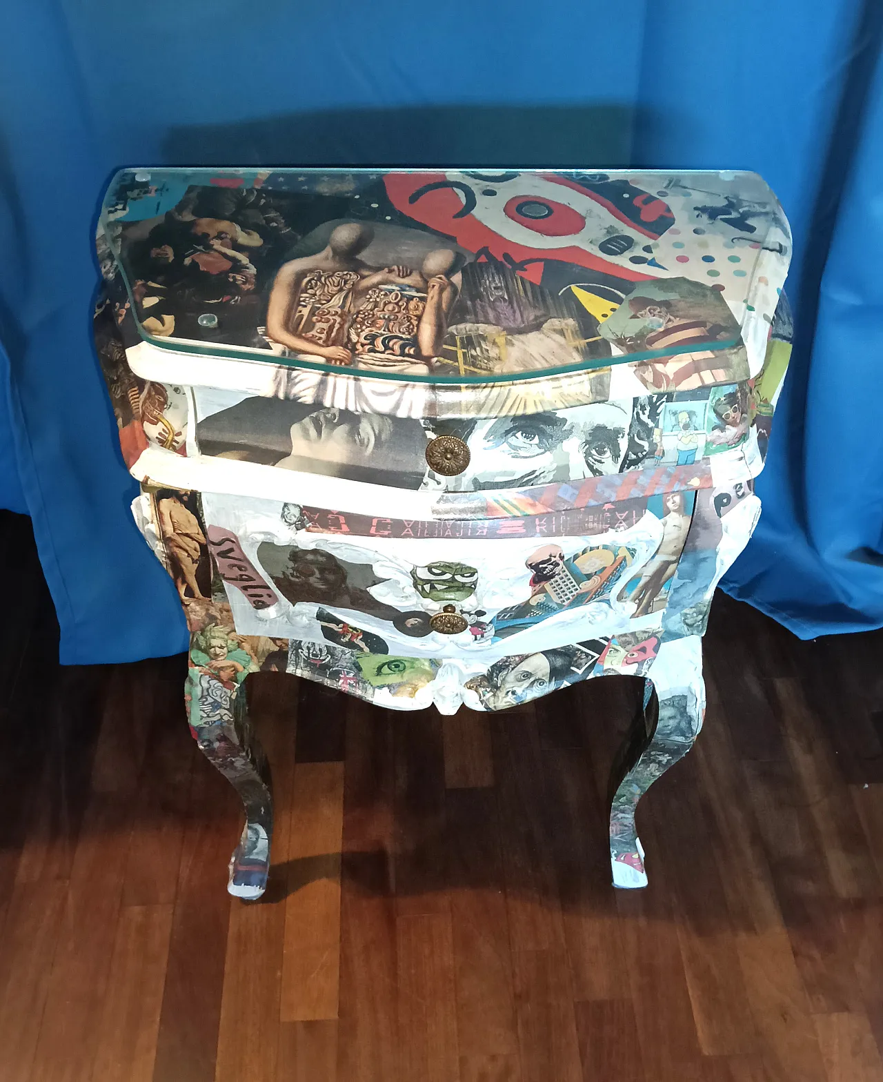 comodino old style, rivestito con decoupage 6