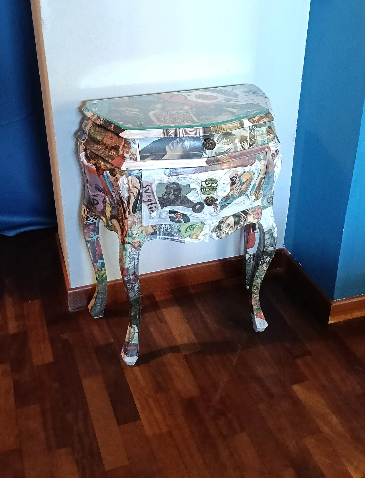 comodino old style, rivestito con decoupage 7