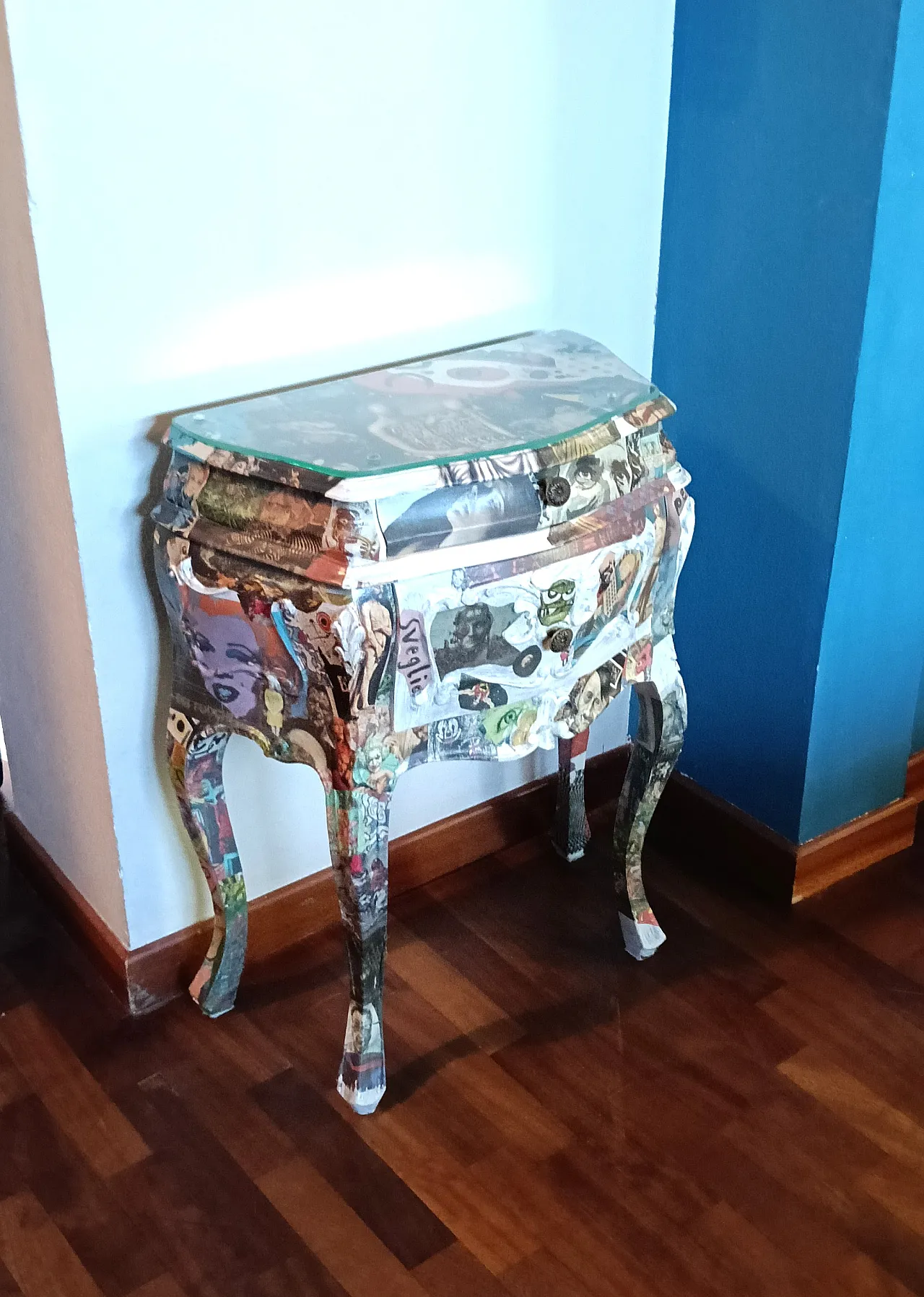 comodino old style, rivestito con decoupage 8