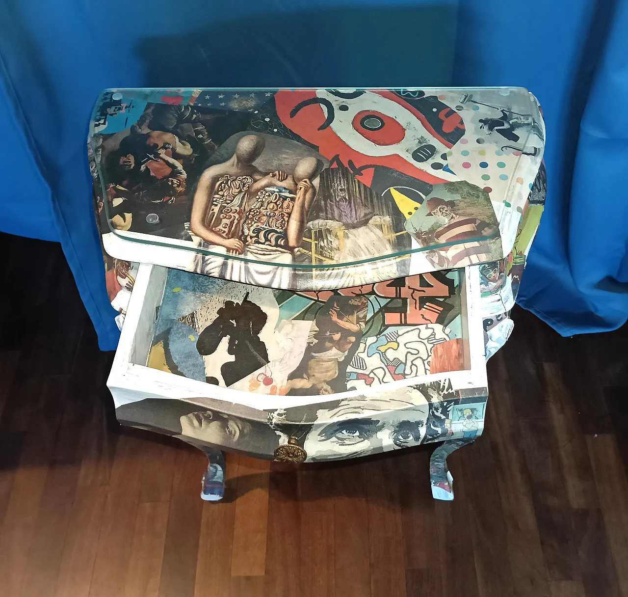 comodino old style, rivestito con decoupage 9