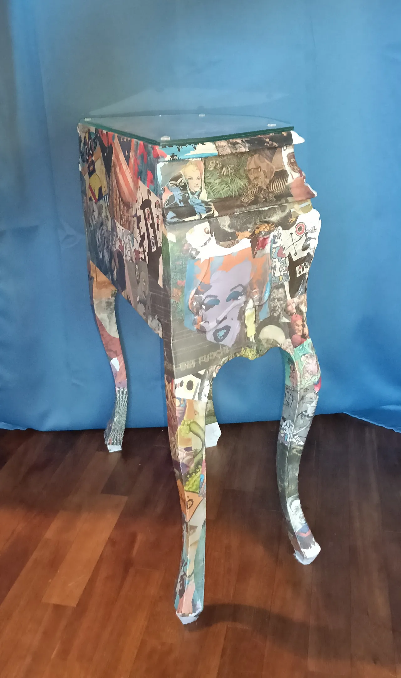 comodino old style, rivestito con decoupage 16