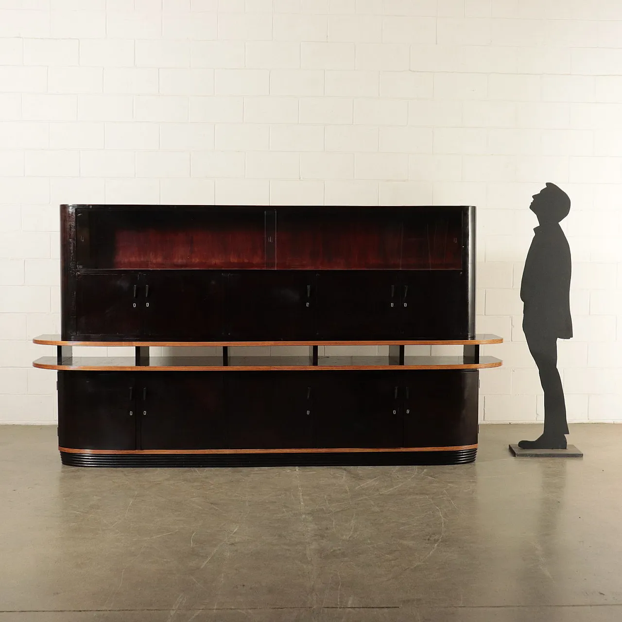 Mobile in legno impiallacciato e tinto ebano, anni '40 2