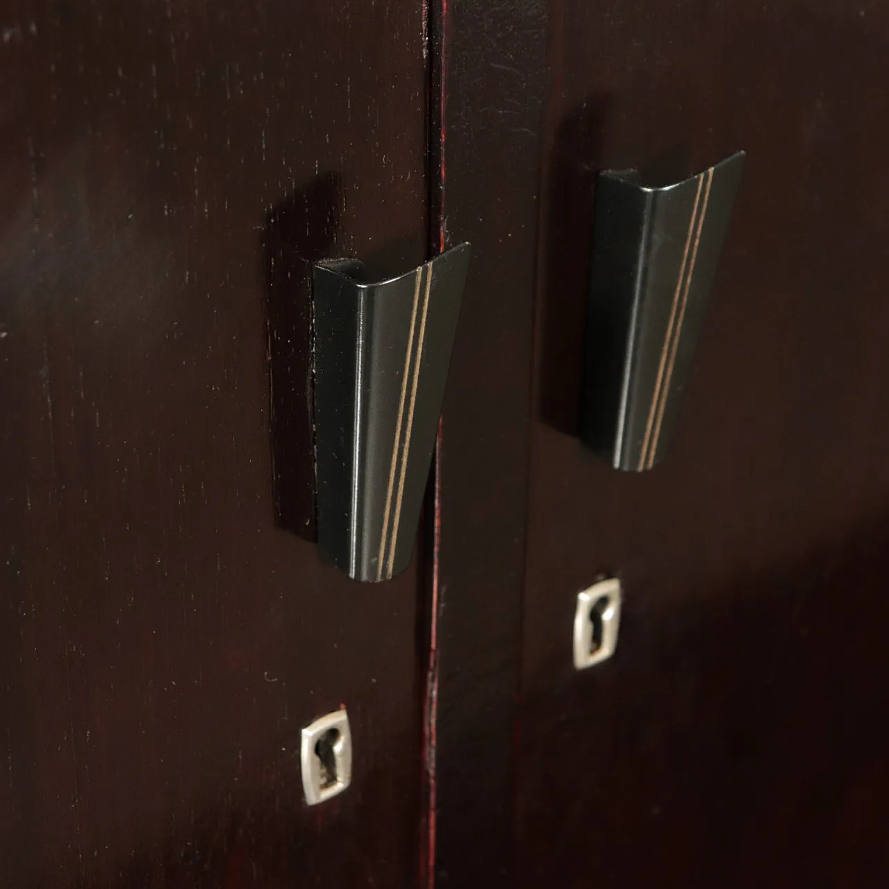 Mobile in legno impiallacciato e tinto ebano, anni '40 5