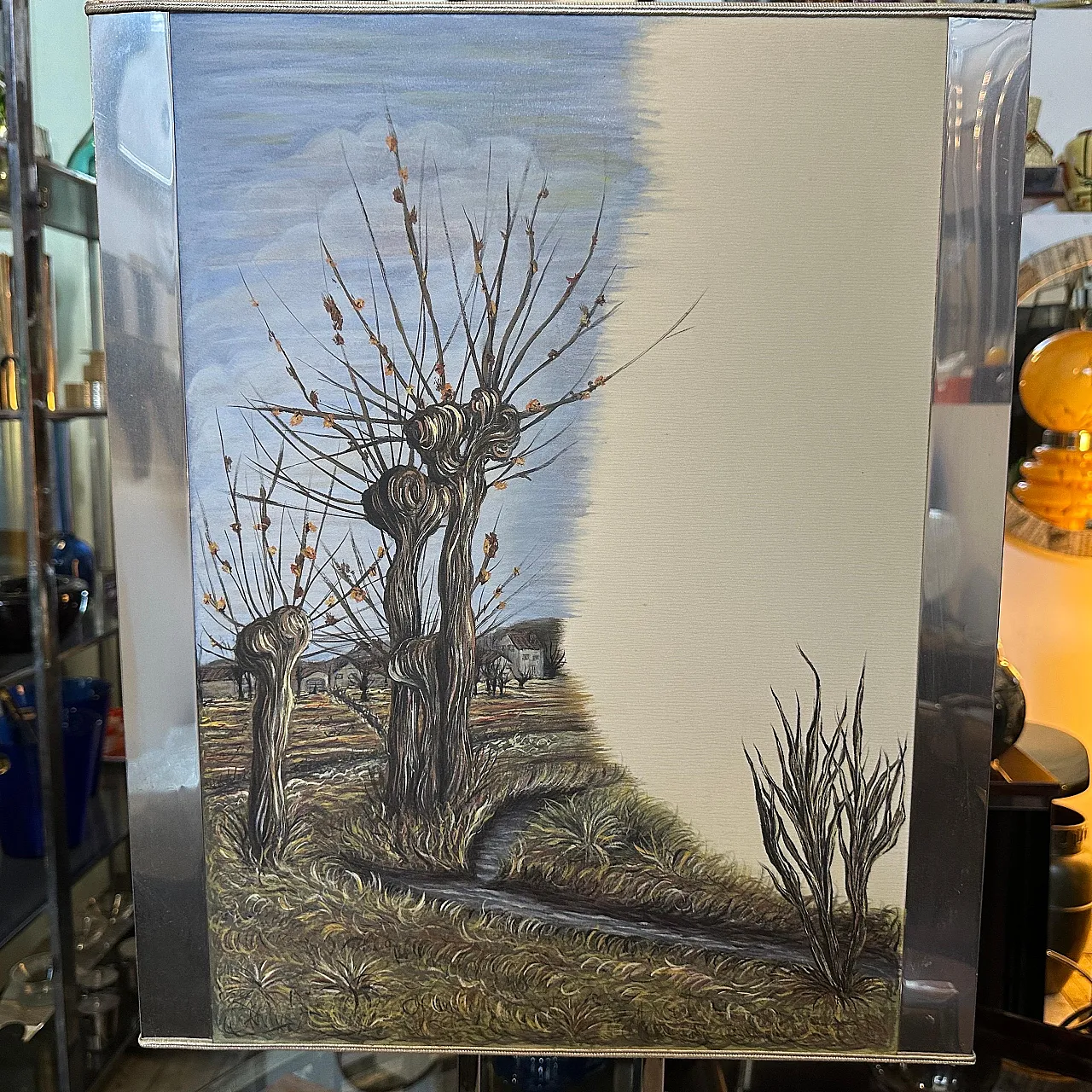 Chrome-plated metal and marble table lamp, 1970s 6