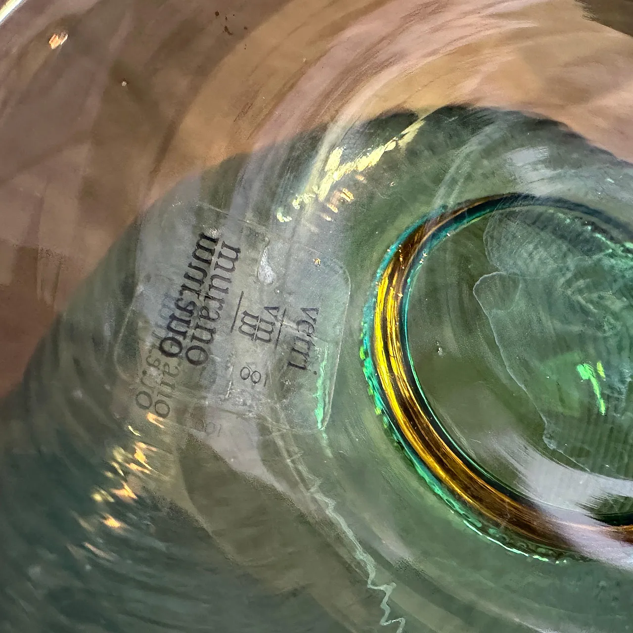 Vaso in vetro di Murano blu e giallo di Carlo Moretti, anni '80 7