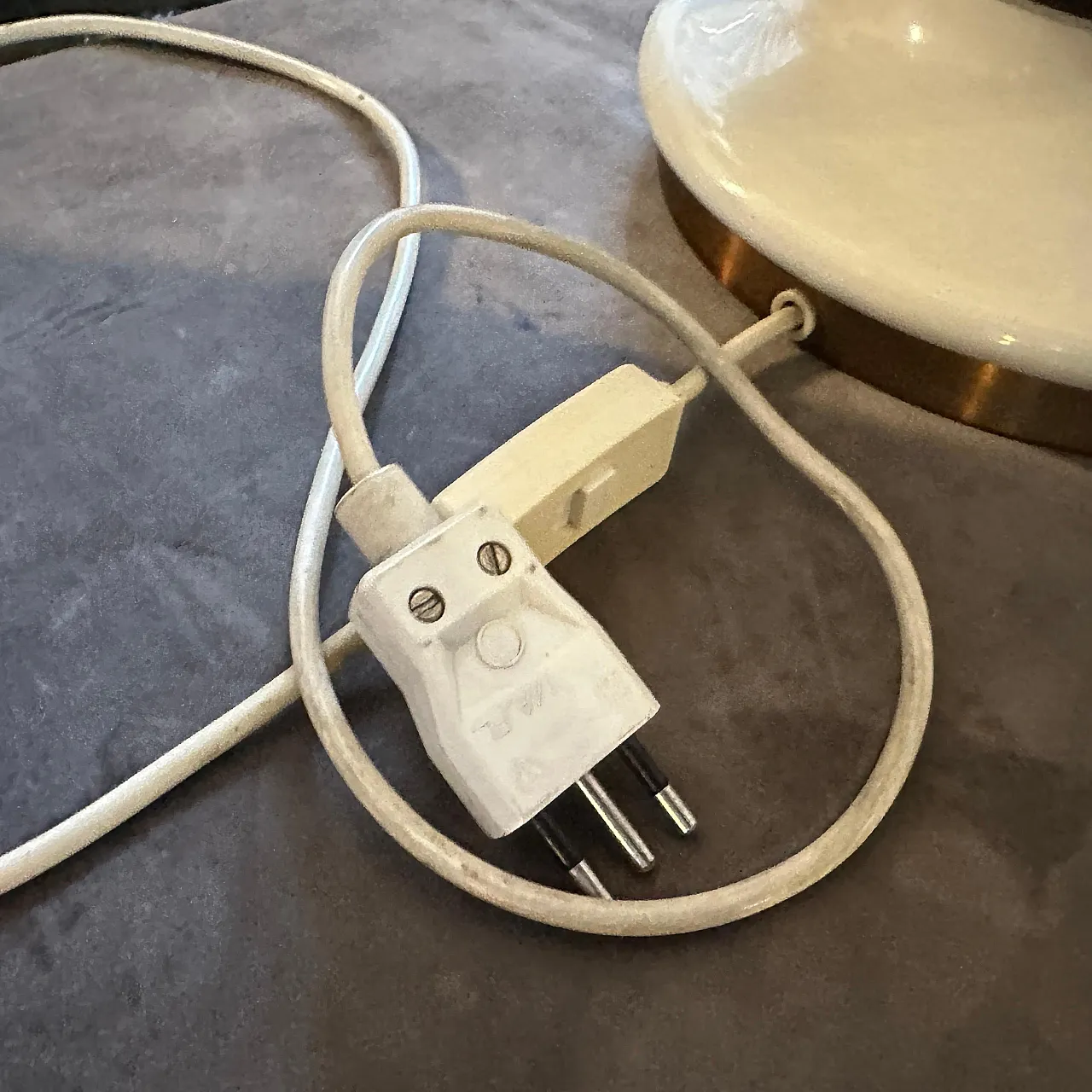 White opaline glass and brass table lamp, 1970s 11