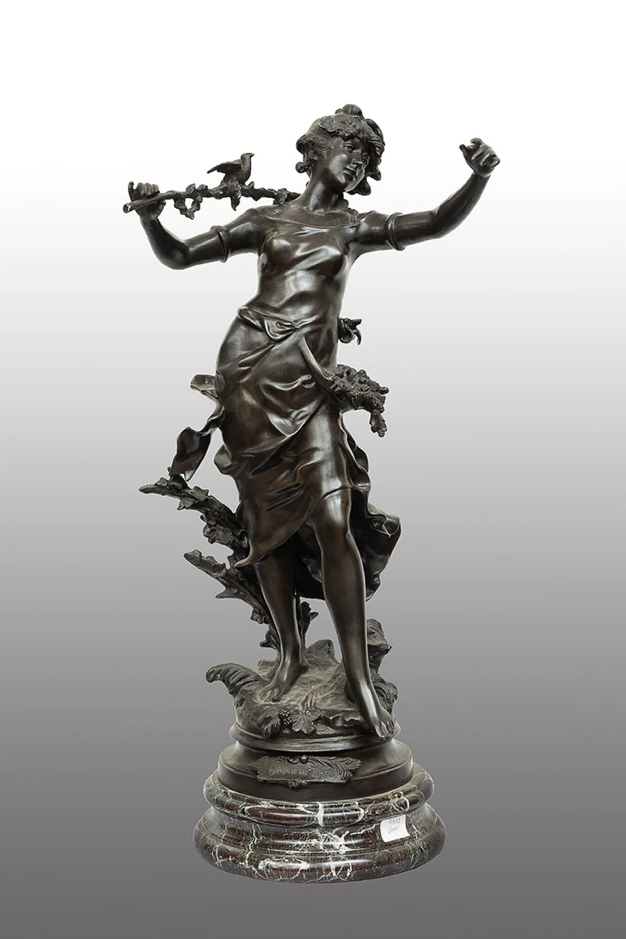 Glossy bronze sculpture Nimphe de Bois by Louis Moreau,  19th century 1