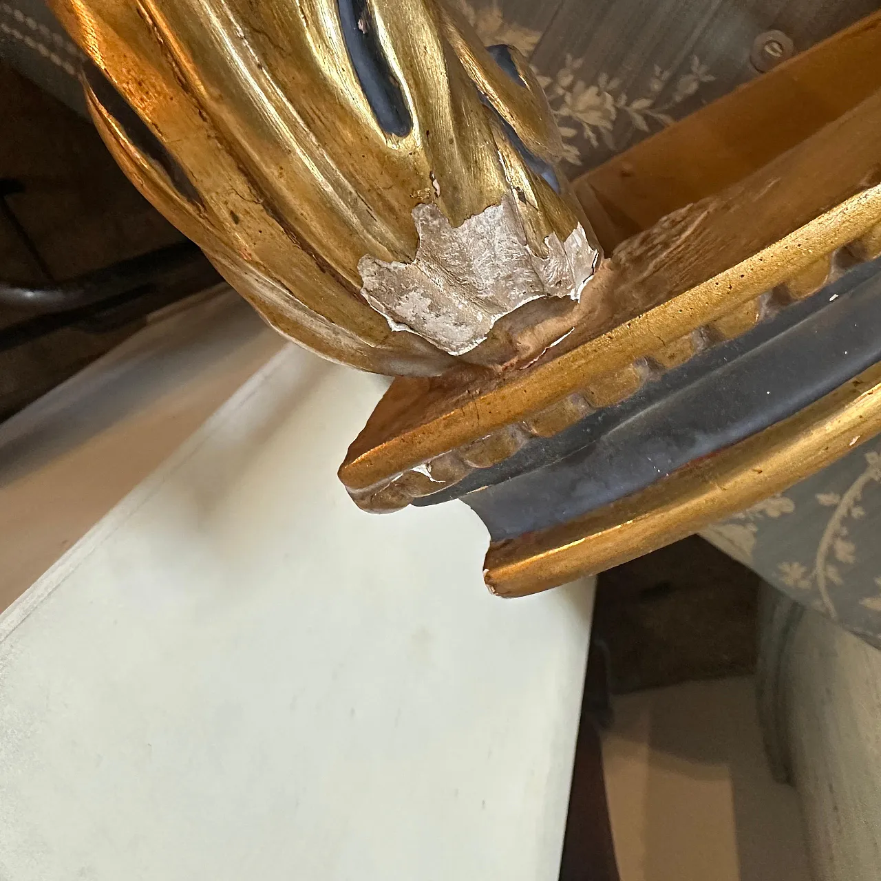 Consolle d'angolo in legno dorato e laccato blu barocco, '800 6