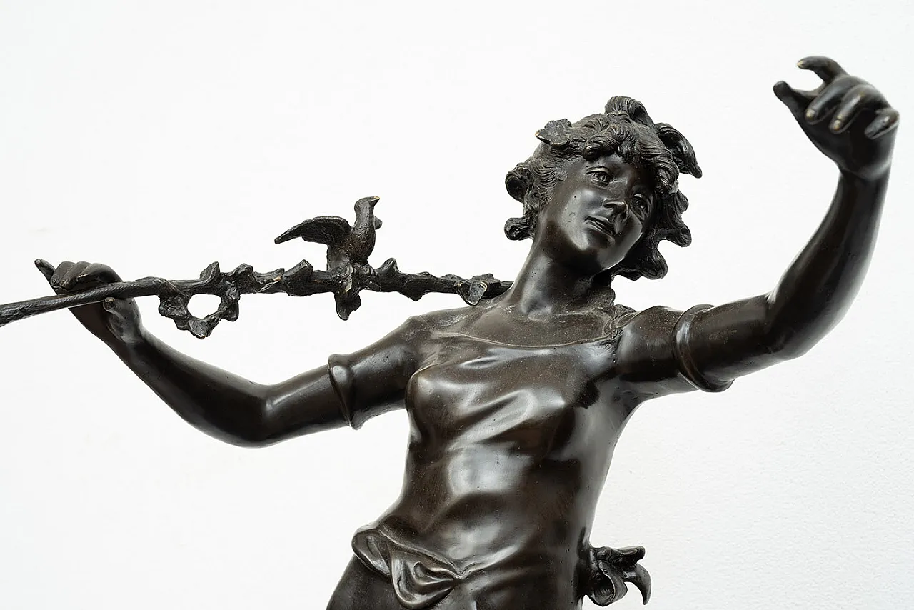 Glossy bronze sculpture Nimphe de Bois by Louis Moreau,  19th century 2