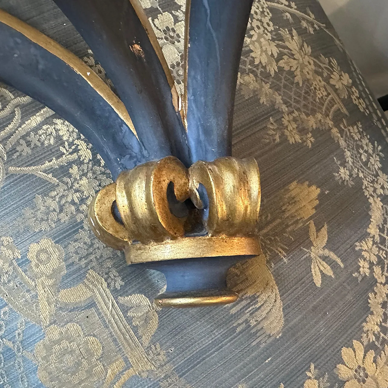 Consolle d'angolo in legno dorato e laccato blu barocco, '800 12