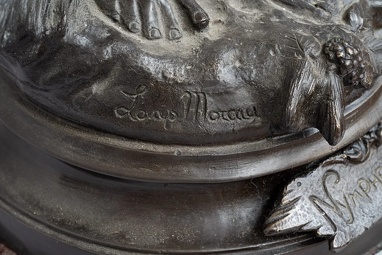 Glossy bronze sculpture Nimphe de Bois by Louis Moreau,  19th century 6
