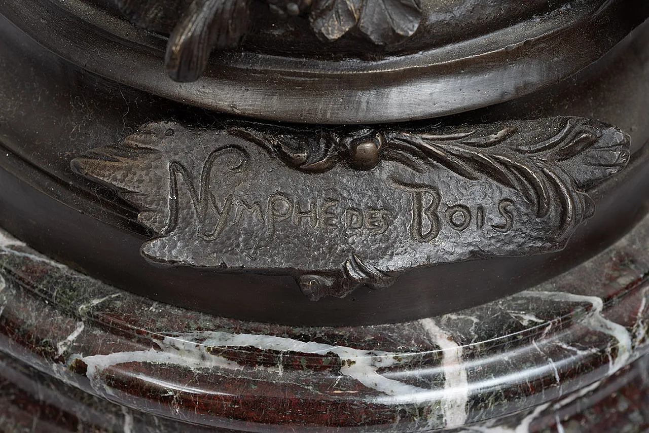 Glossy bronze sculpture Nimphe de Bois by Louis Moreau,  19th century 7