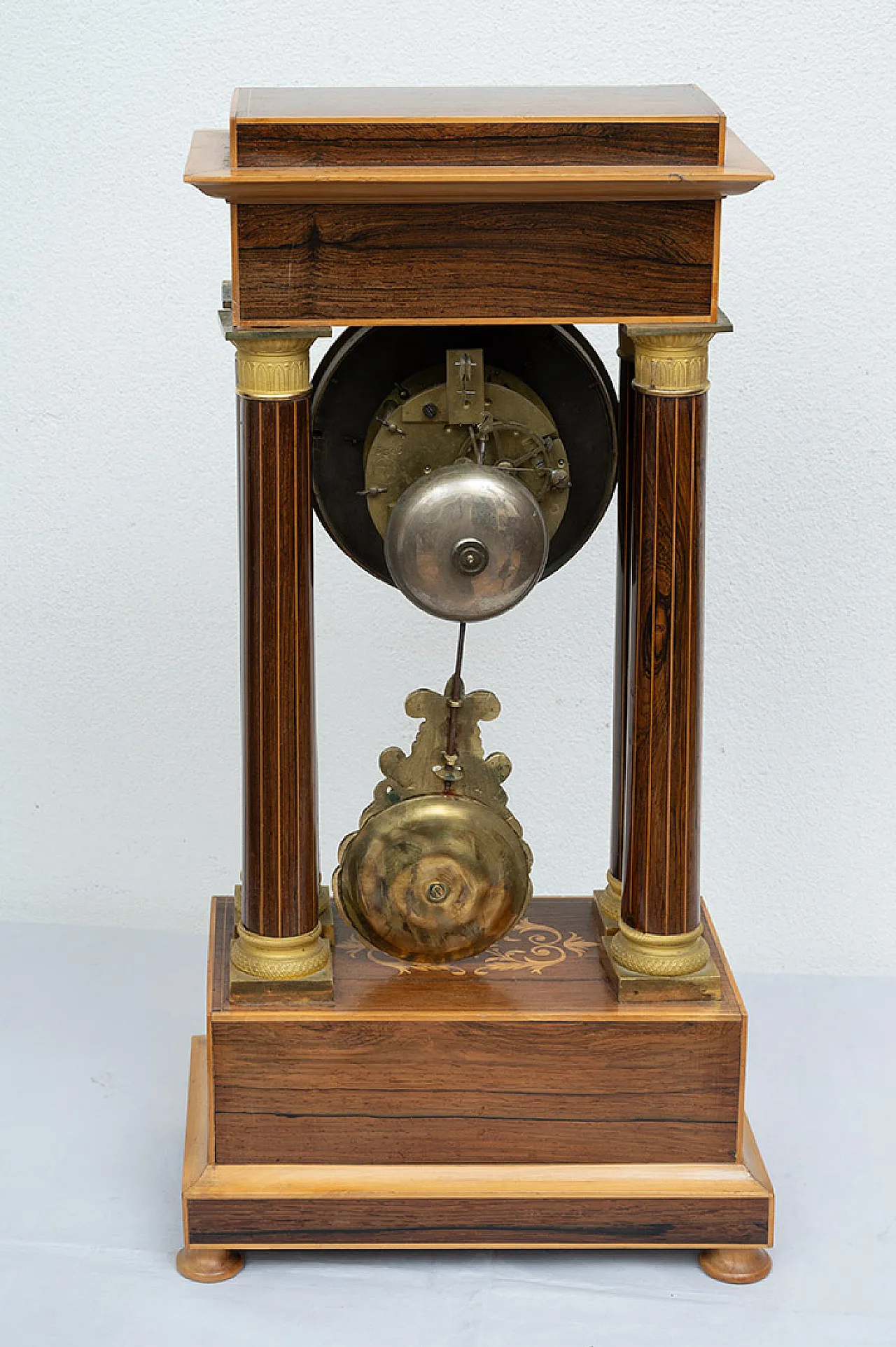 Charles X clock in precious exotic woods, 19th century 6