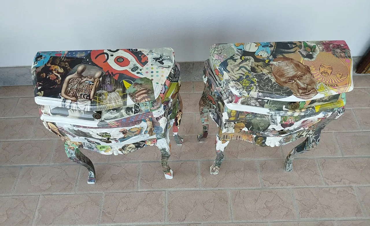 comodino old style, rivestito con decoupage 17