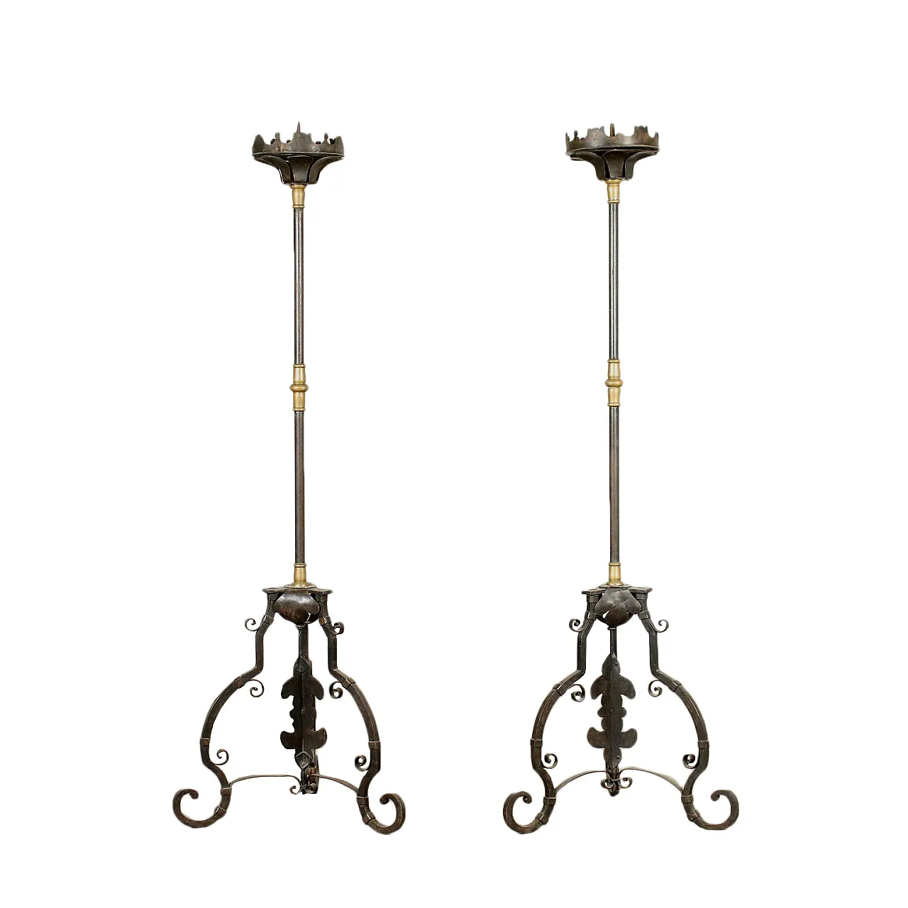 Pair of wrought iron torches, 19th century 1