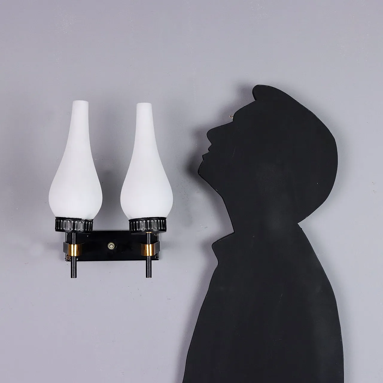 Lampada da parete in metallo e ottone, anni '60 2