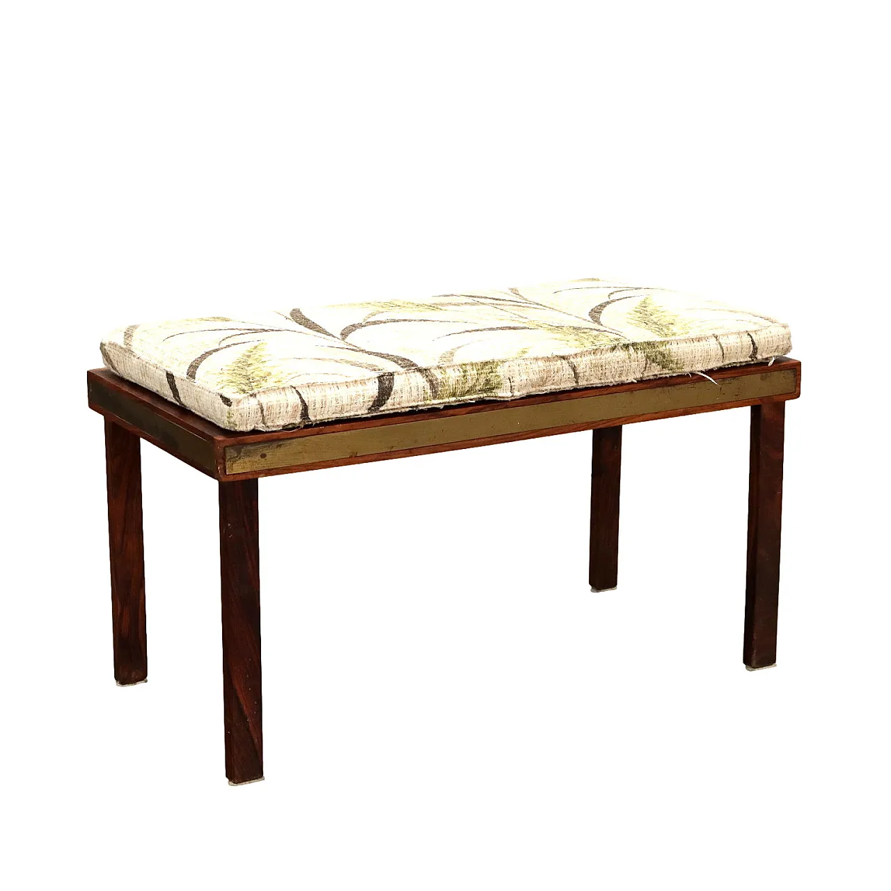 Wooden bench with upholstered cushion, 1960s 1