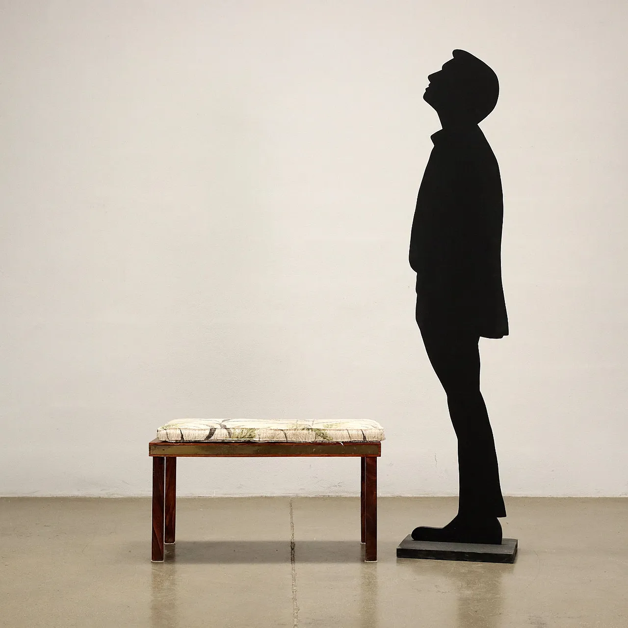 Wooden bench with upholstered cushion, 1960s 2